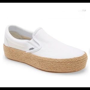 ❤️VANS Linen Slip-On Platform Espadrille Sneaker 8